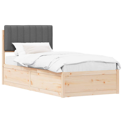 Bedframe met Gevoerd Hoofdgedeelte Donkergrijs 90 x 190 cm