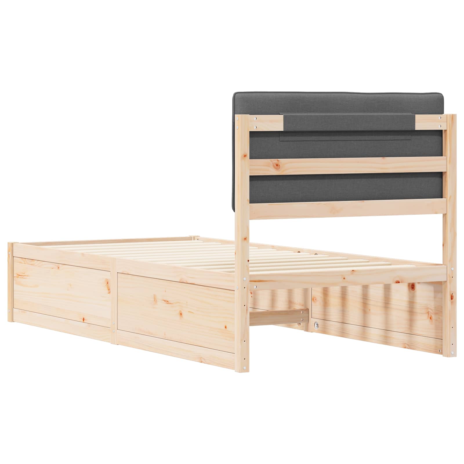 Bedframe met Gevoerd Hoofdgedeelte Donkergrijs 90 x 190 cm