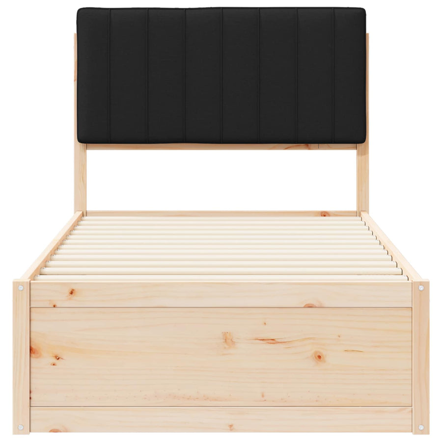 Bedframe met Gevoerd Hoofdgedeelte Zwart 90 x 190 cm