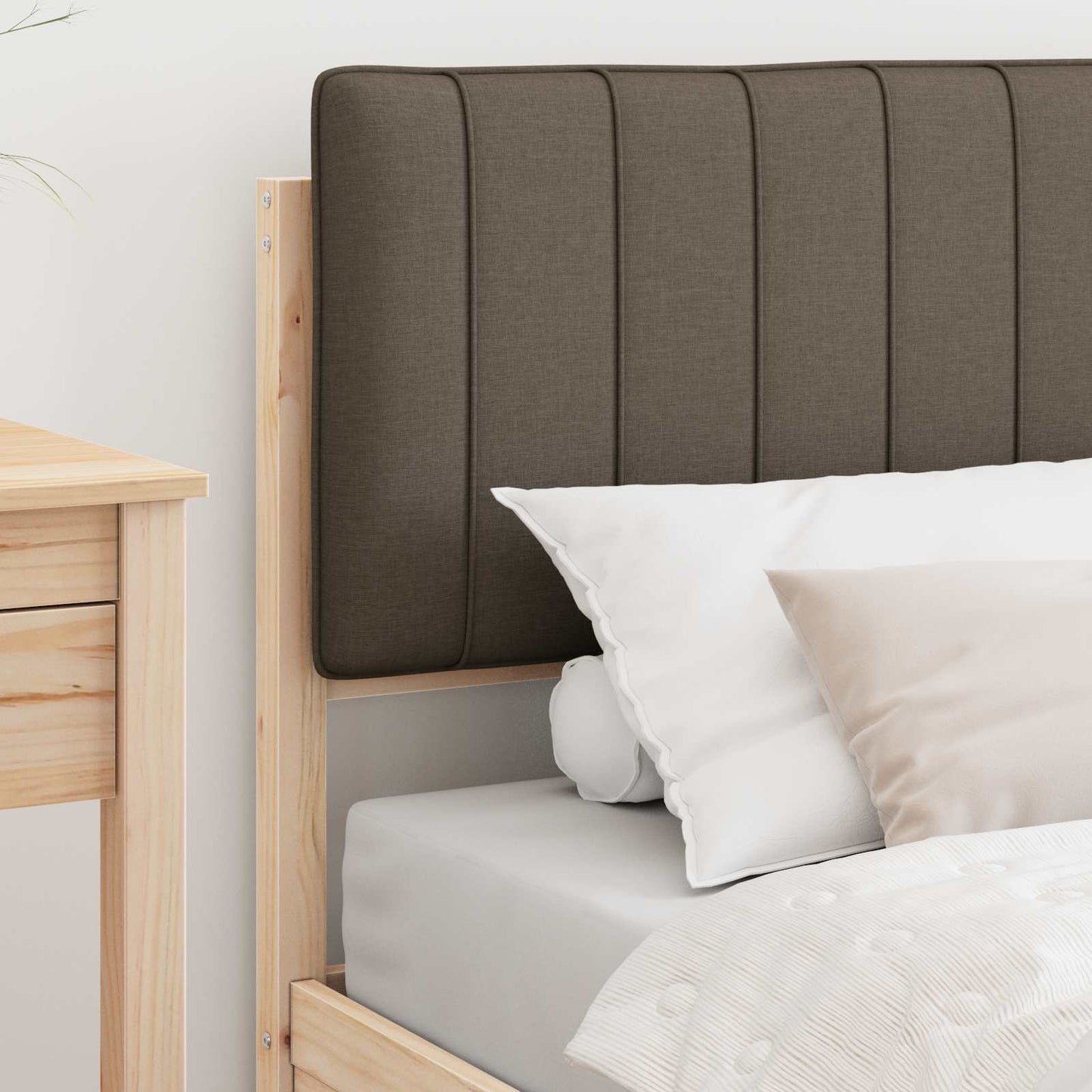 Bedframe met Gevoerd Hoofdgedeelte Taupe 90 x 190 cm