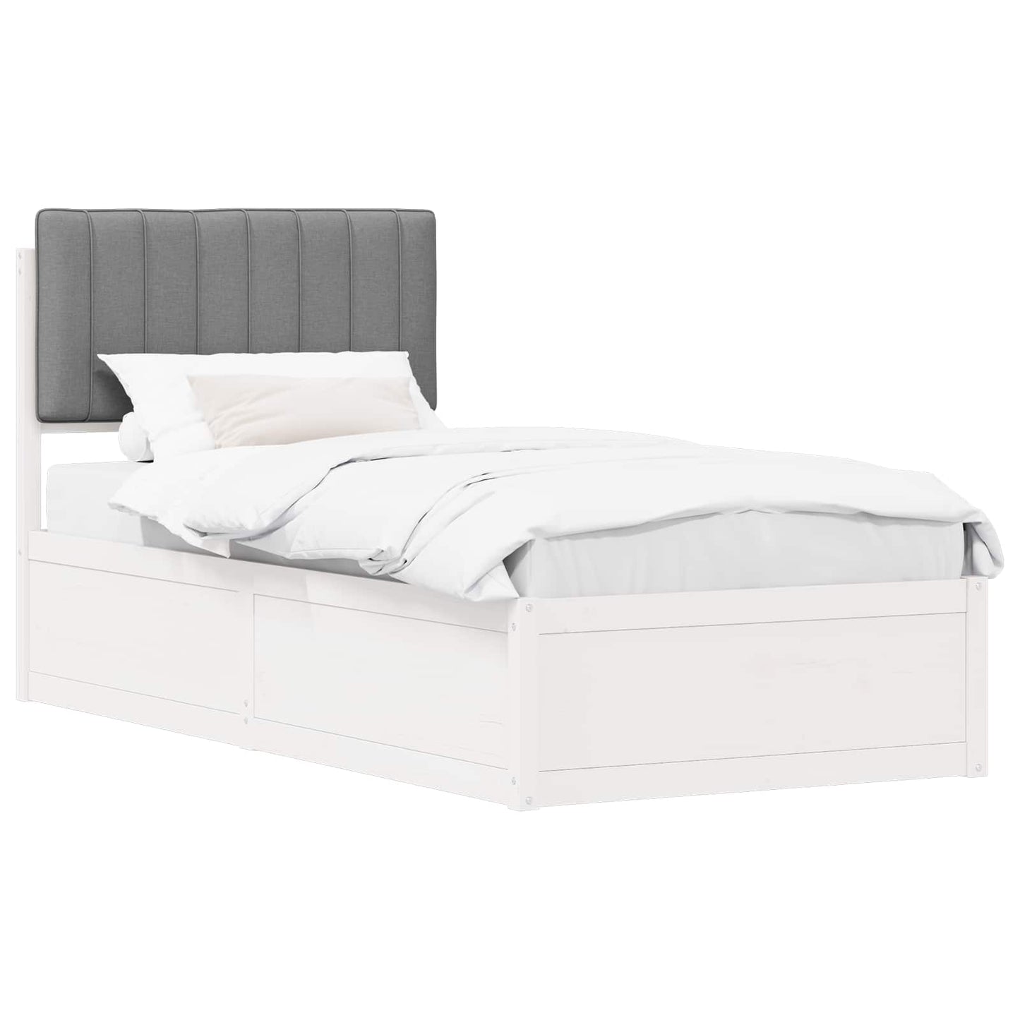 Bedframe met Gevoerd Hoofdgedeelte Lichtgrijs 90 x 190 cm