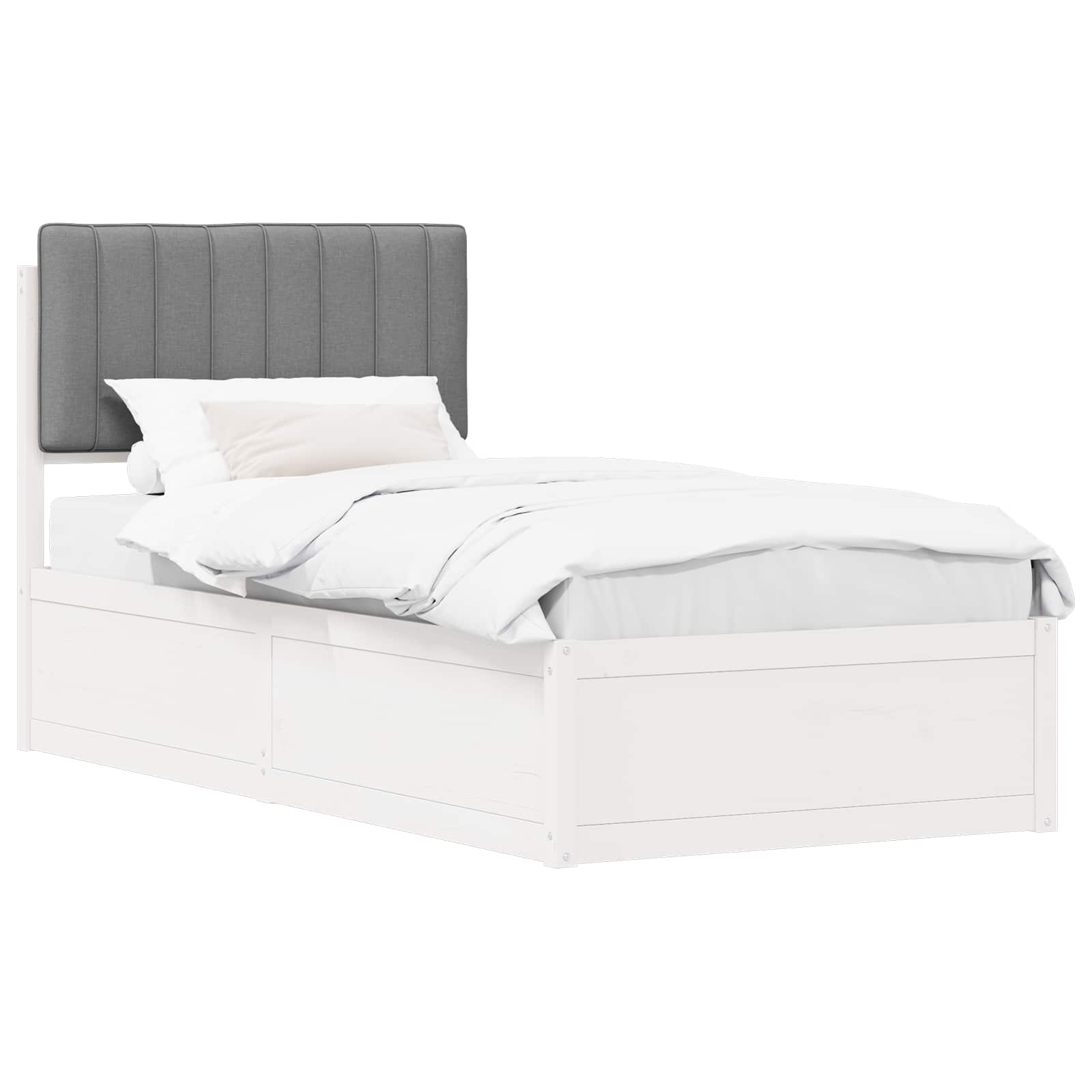 Bedframe met Gevoerd Hoofdgedeelte Lichtgrijs 90 x 190 cm