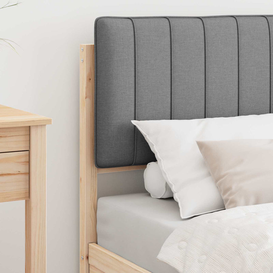 Bedframe met Gevoerd Hoofdgedeelte Lichtgrijs 75 x 190 cm