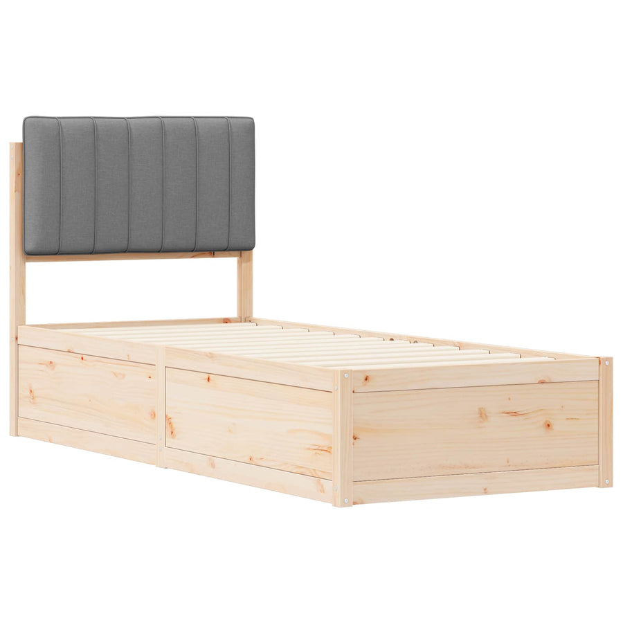 Bedframe met Gevoerd Hoofdgedeelte Lichtgrijs 75 x 190 cm