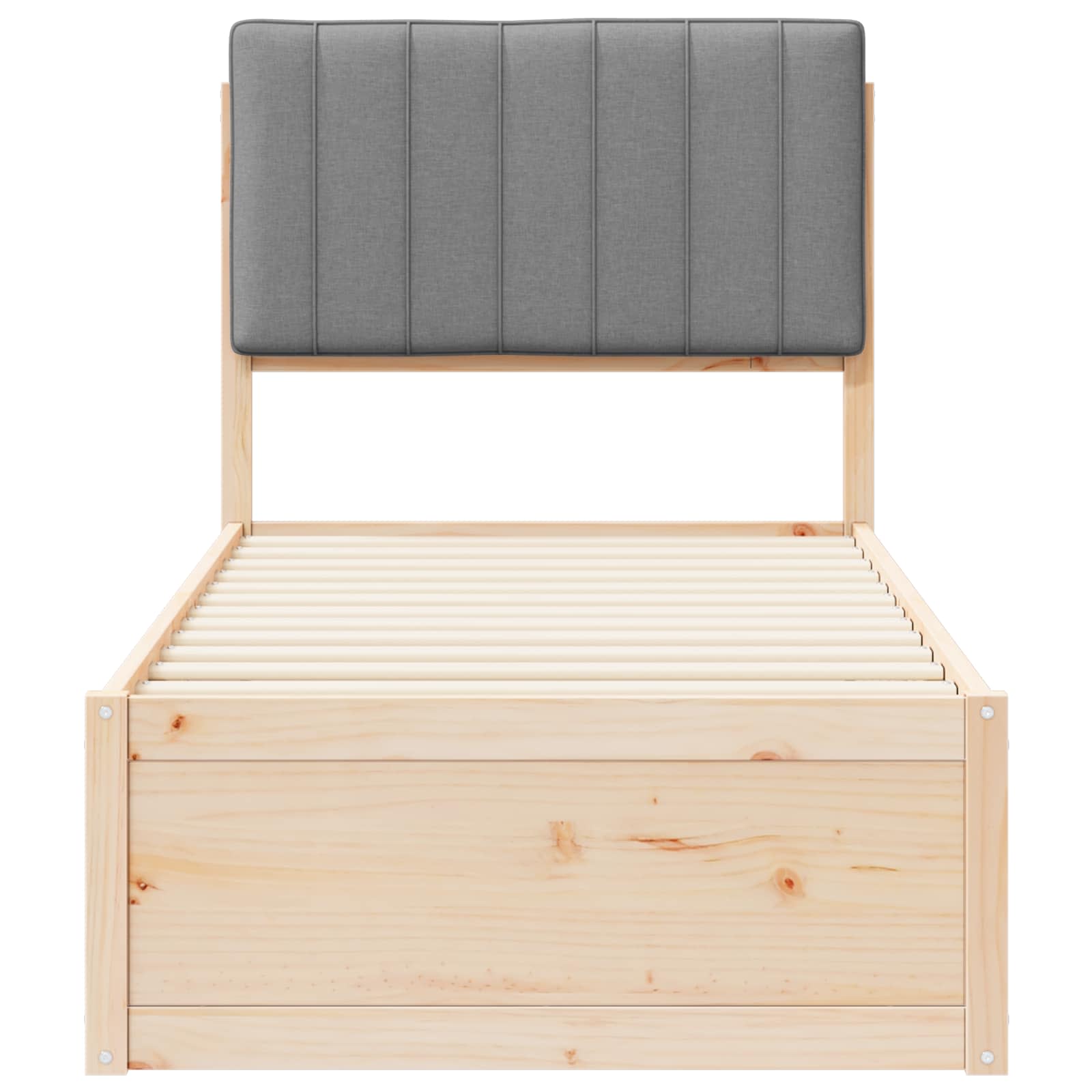 Bedframe met Gevoerd Hoofdgedeelte Lichtgrijs 75 x 190 cm