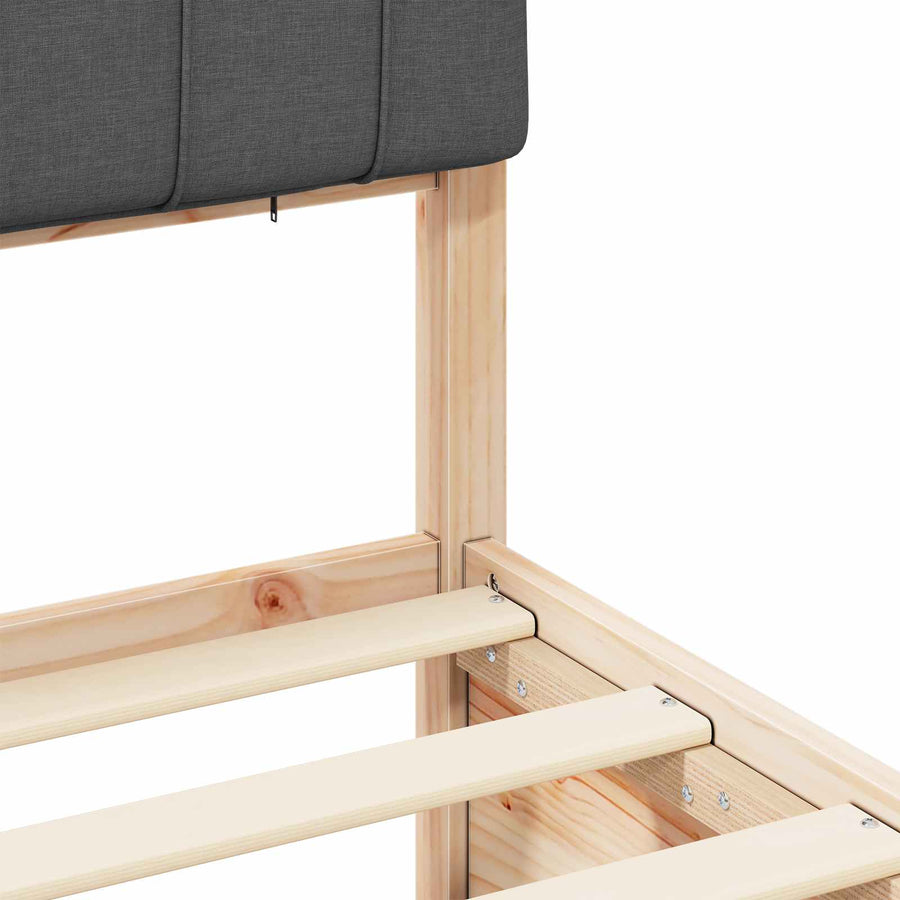 Bedframe met Gevoerd Hoofdgedeelte Donkergrijs 75 x 190 cm