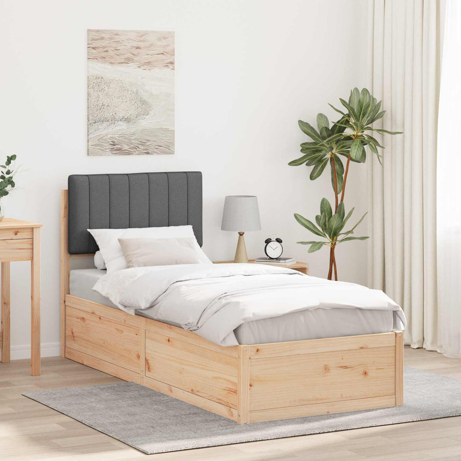 Bedframe met Gevoerd Hoofdgedeelte Donkergrijs 75 x 190 cm