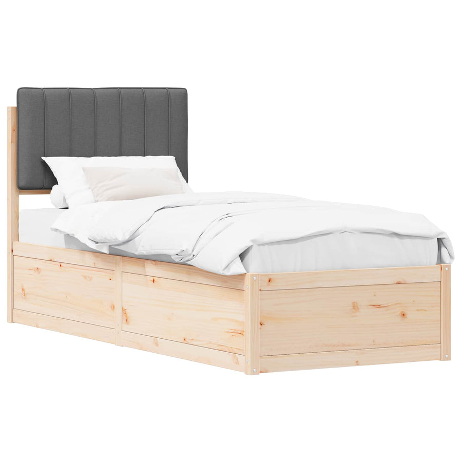Bedframe met Gevoerd Hoofdgedeelte Donkergrijs 75 x 190 cm