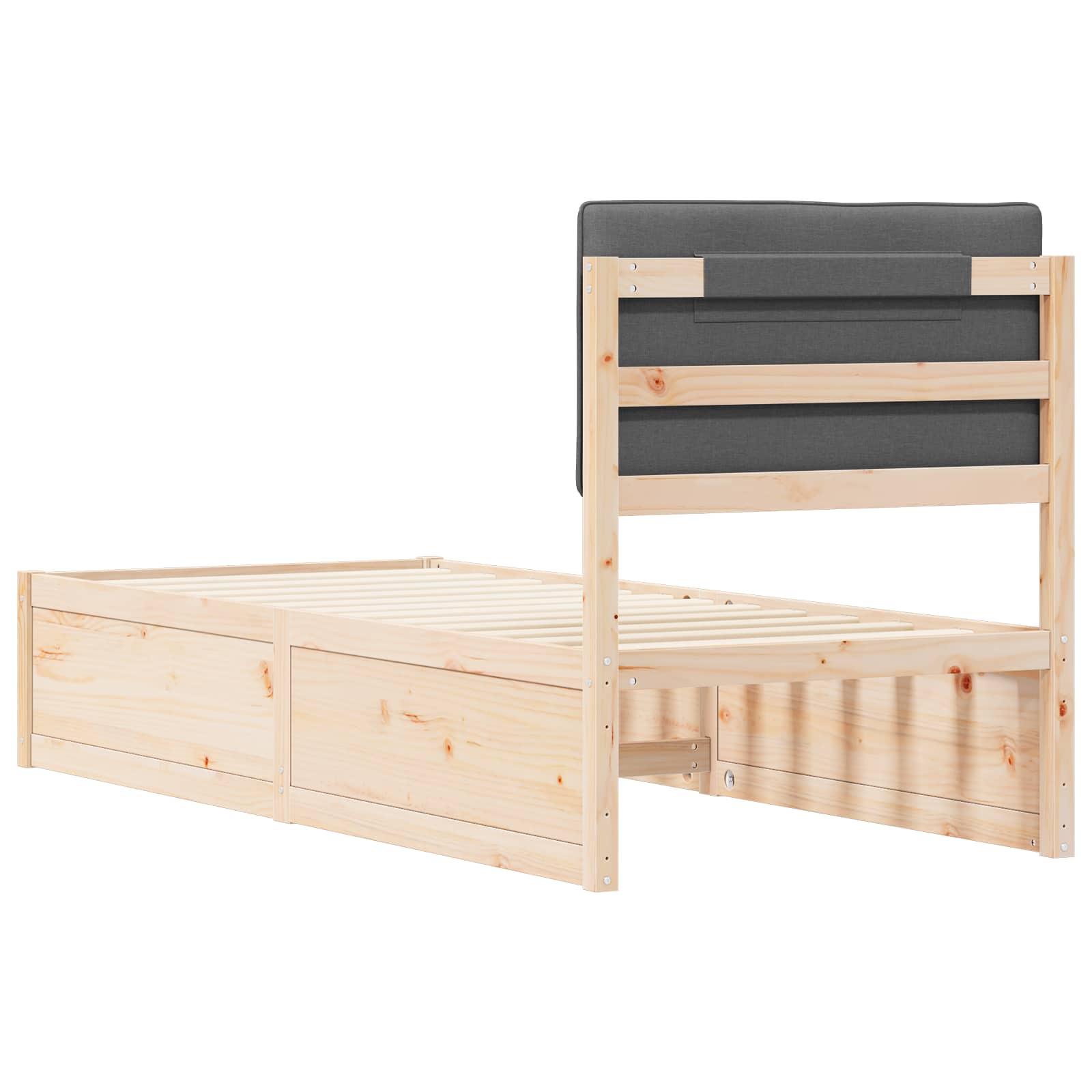 Bedframe met Gevoerd Hoofdgedeelte Donkergrijs 75 x 190 cm