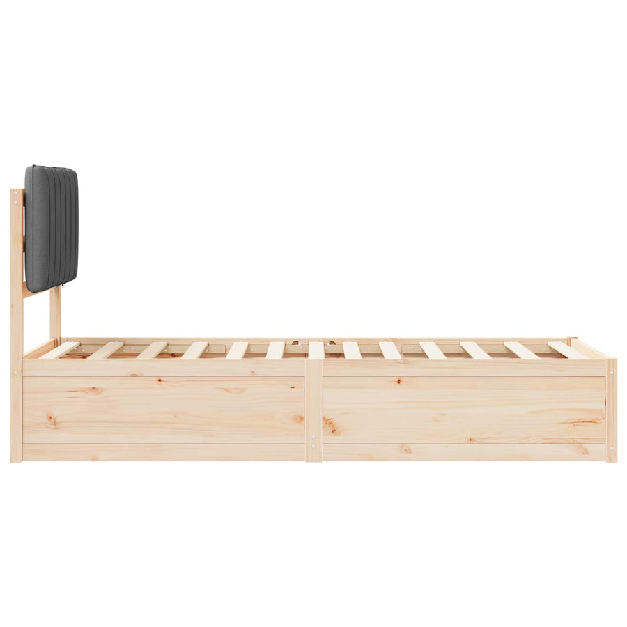 Bedframe met Gevoerd Hoofdgedeelte Donkergrijs 75 x 190 cm