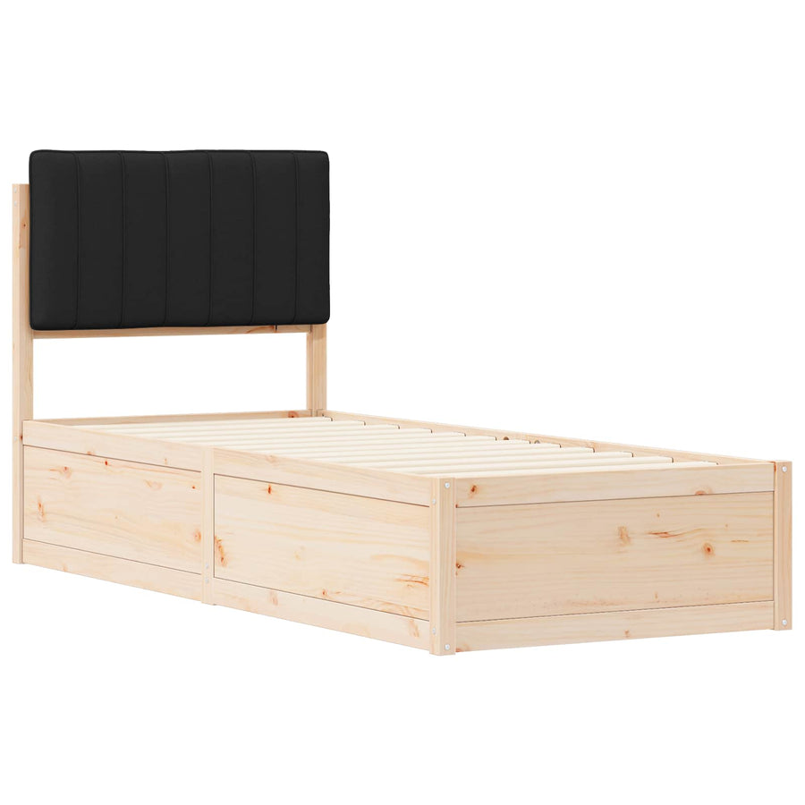 Bedframe met Gevoerd Hoofdgedeelte Zwart 75 x 190 cm