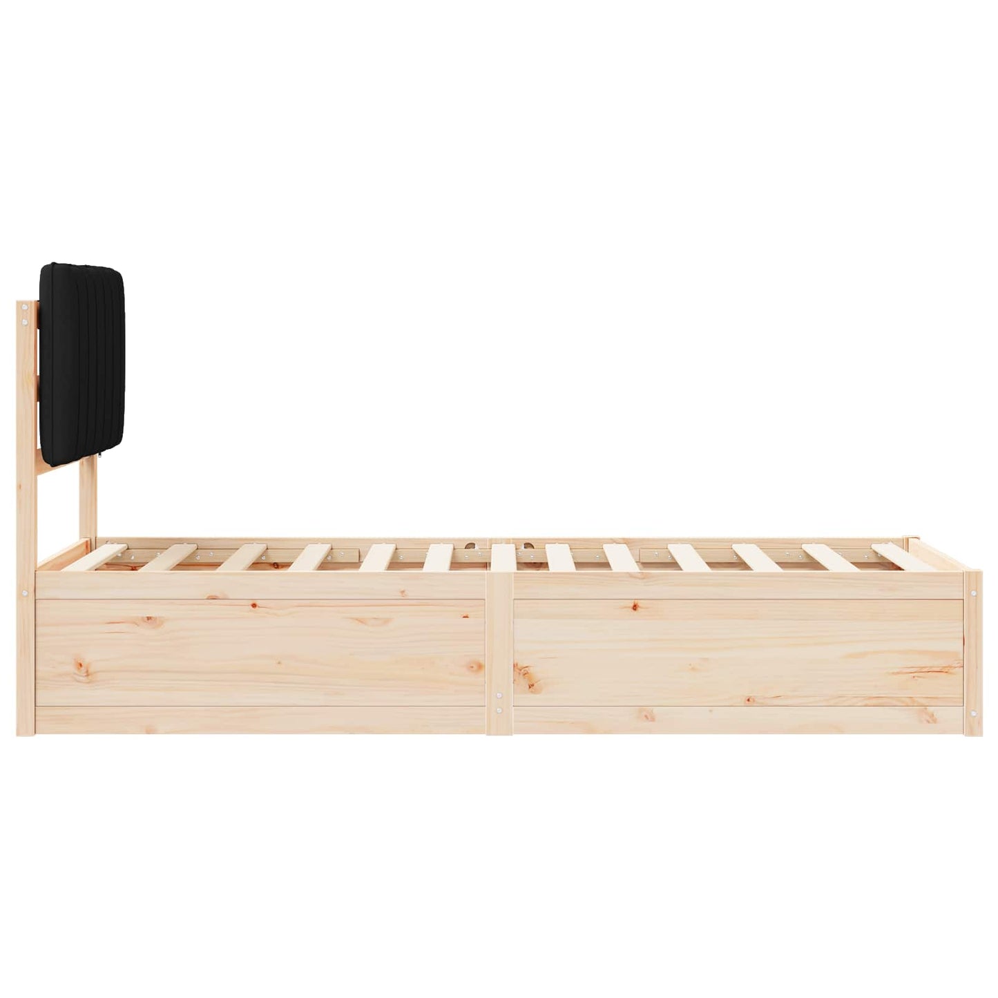 Bedframe met Gevoerd Hoofdgedeelte Zwart 75 x 190 cm