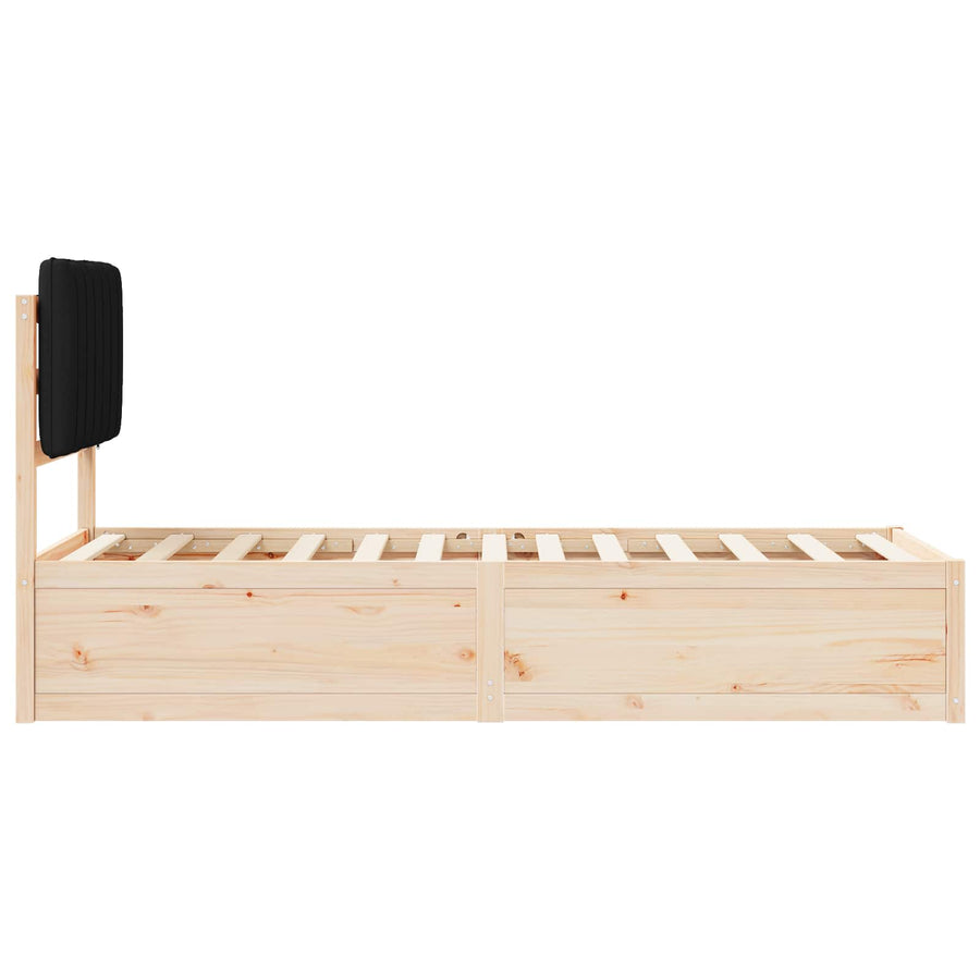 Bedframe met Gevoerd Hoofdgedeelte Zwart 75 x 190 cm