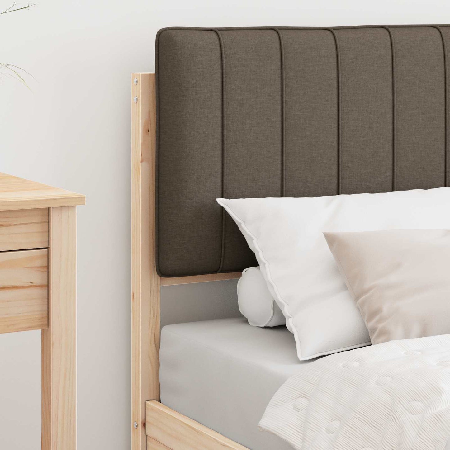 Bedframe met Gevoerd Hoofdgedeelte Taupe 75 x 190 cm