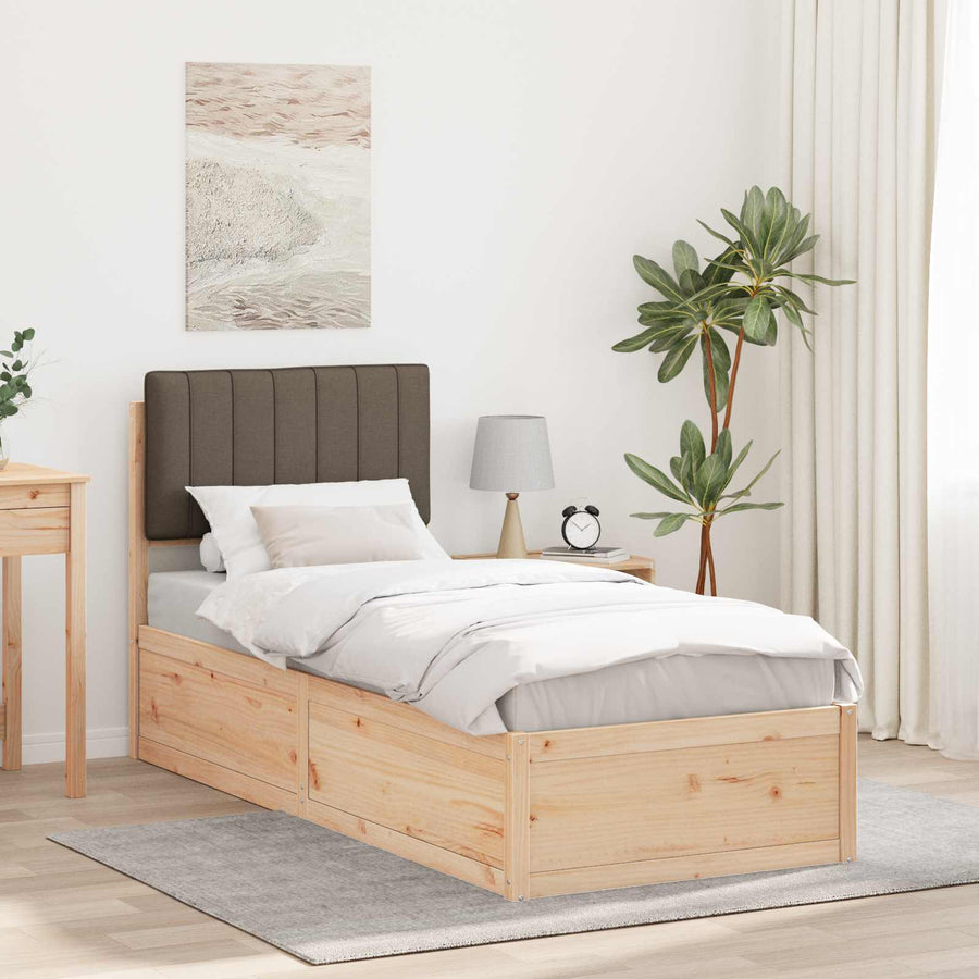 Bedframe met Gevoerd Hoofdgedeelte Taupe 75 x 190 cm