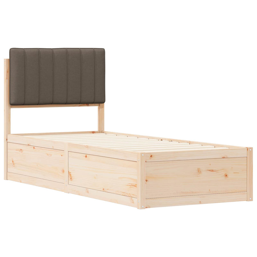 Bedframe met Gevoerd Hoofdgedeelte Taupe 75 x 190 cm