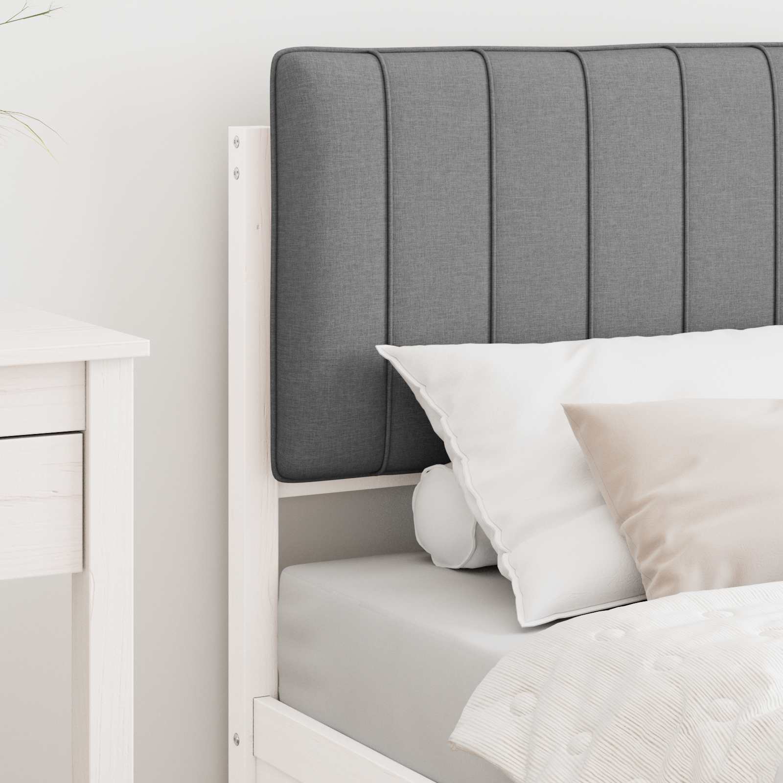 Bedframe met Gevoerd Hoofdgedeelte Lichtgrijs 75 x 190 cm