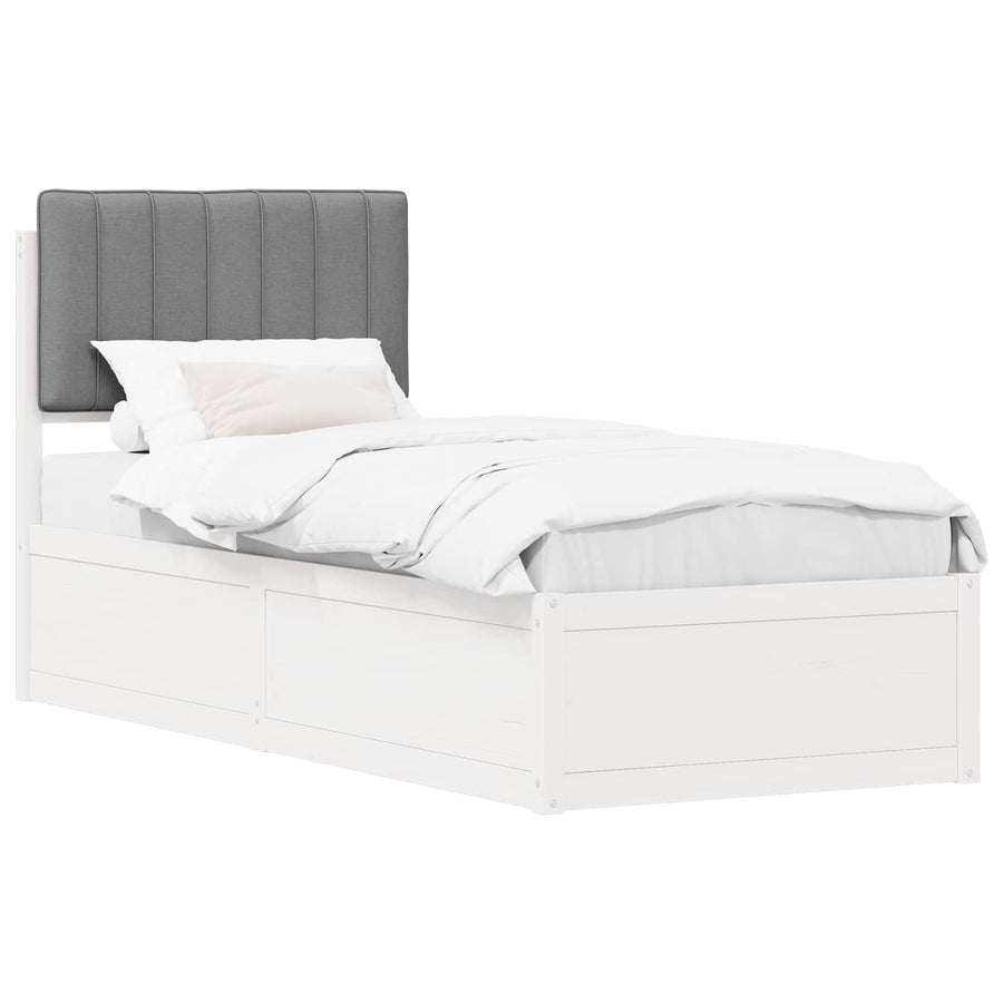 Bedframe met Gevoerd Hoofdgedeelte Lichtgrijs 75 x 190 cm