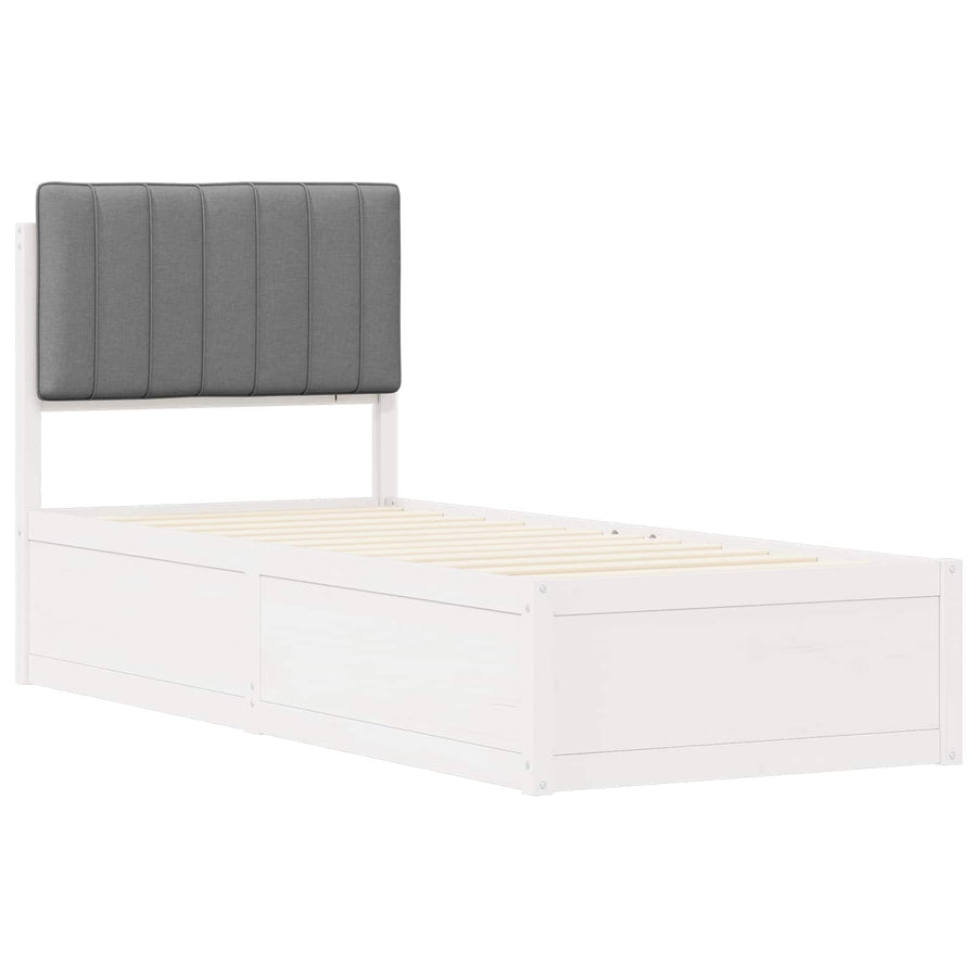 Bedframe met Gevoerd Hoofdgedeelte Lichtgrijs 75 x 190 cm