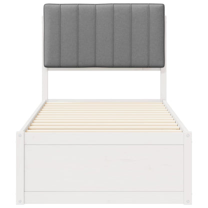Bedframe met Gevoerd Hoofdgedeelte Lichtgrijs 75 x 190 cm