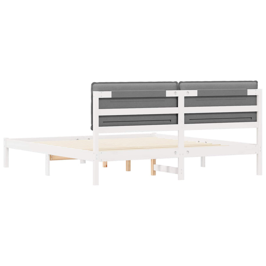 Bedframe met Gevoerd Hoofdgedeelte Lichtgrijs 180 x 200 cm