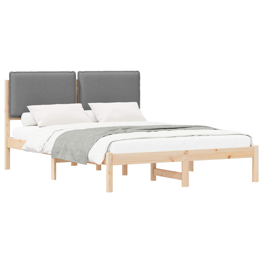 Bedframe met Gevoerd Hoofdgedeelte Lichtgrijs 140 x 200 cm