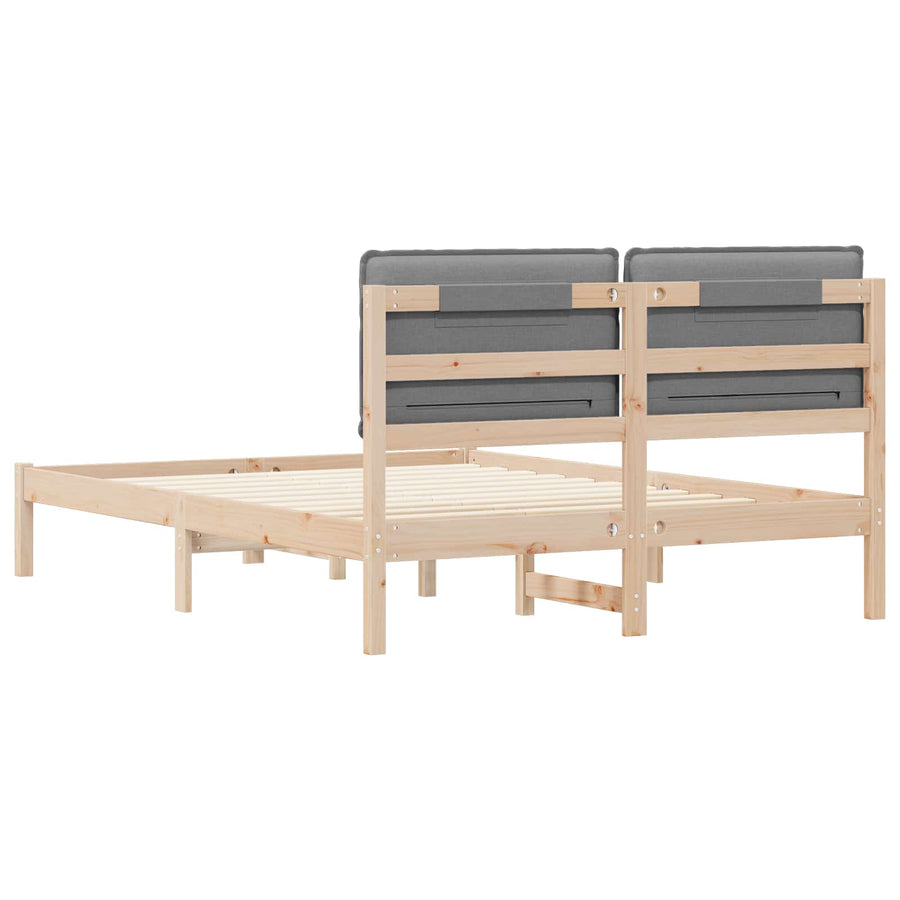 Bedframe met Gevoerd Hoofdgedeelte Lichtgrijs 140 x 200 cm