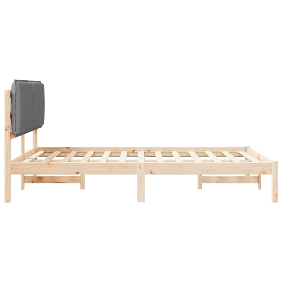 Bedframe met Gevoerd Hoofdgedeelte Lichtgrijs 140 x 200 cm