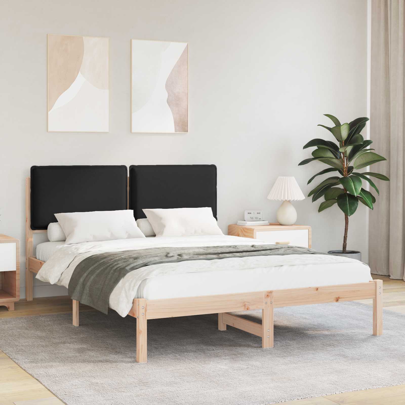 Bedframe met Gevoerd Hoofdgedeelte Zwart 120 x 200 cm