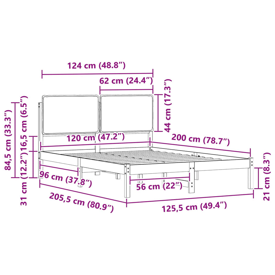 Bedframe met Gevoerd Hoofdgedeelte Zwart 120 x 200 cm