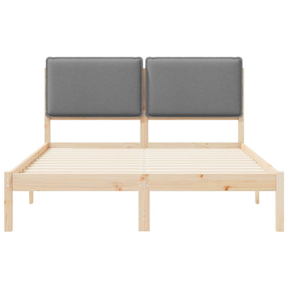 Bedframe met Gevoerd Hoofdgedeelte Lichtgrijs 140 x 190 cm
