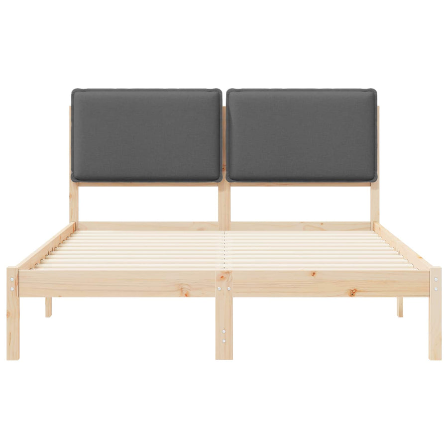 Bedframe met Gevoerd Hoofdgedeelte Donkergrijs 140 x 190 cm