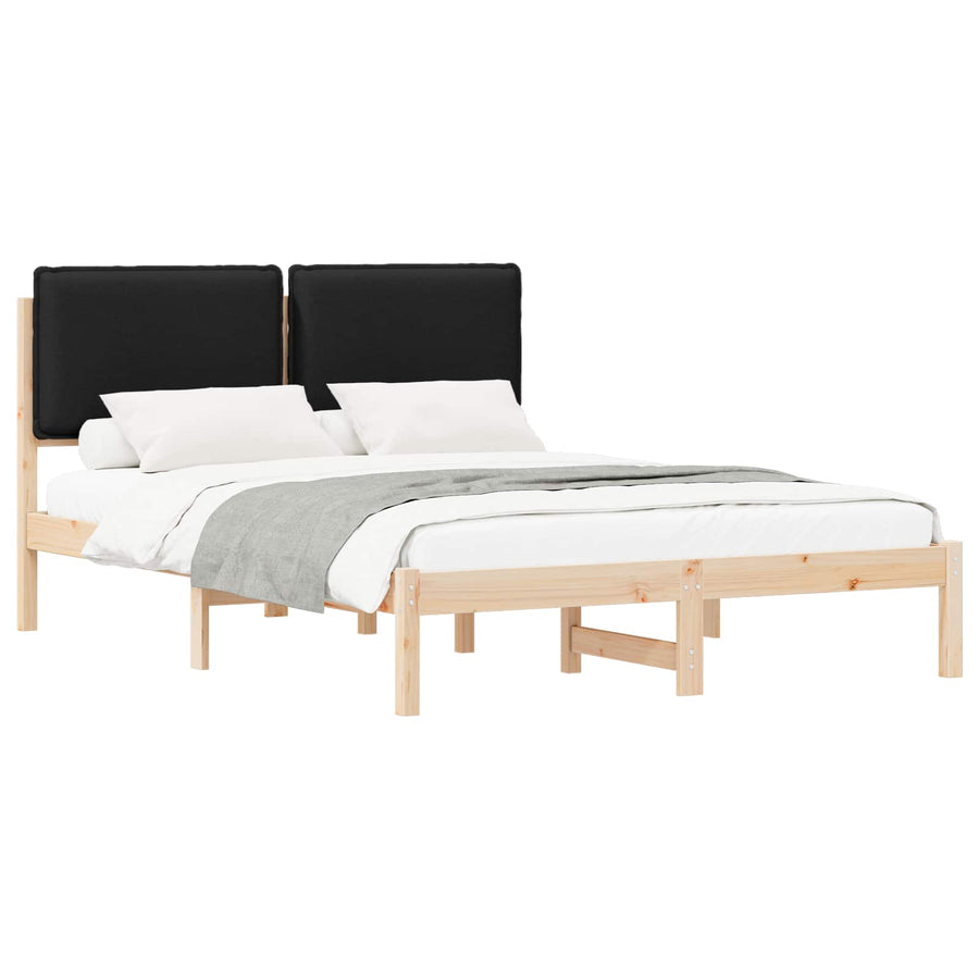 Bedframe met Gevoerd Hoofdgedeelte Zwart 140 x 190 cm