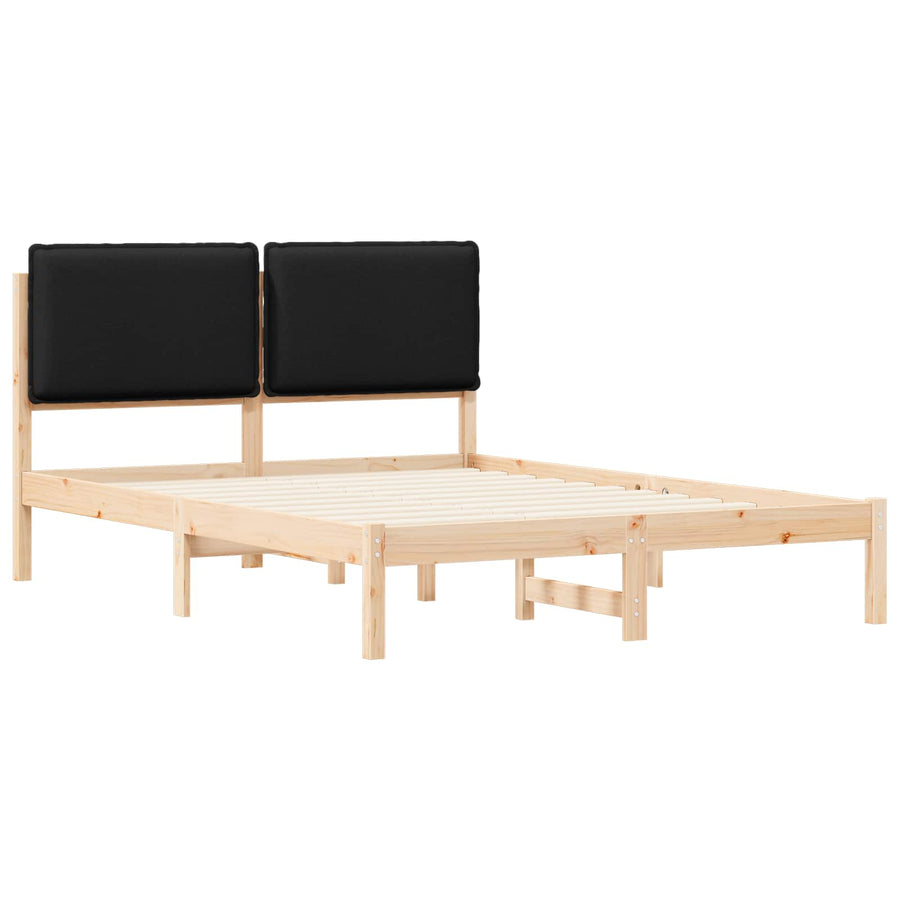 Bedframe met Gevoerd Hoofdgedeelte Zwart 140 x 190 cm