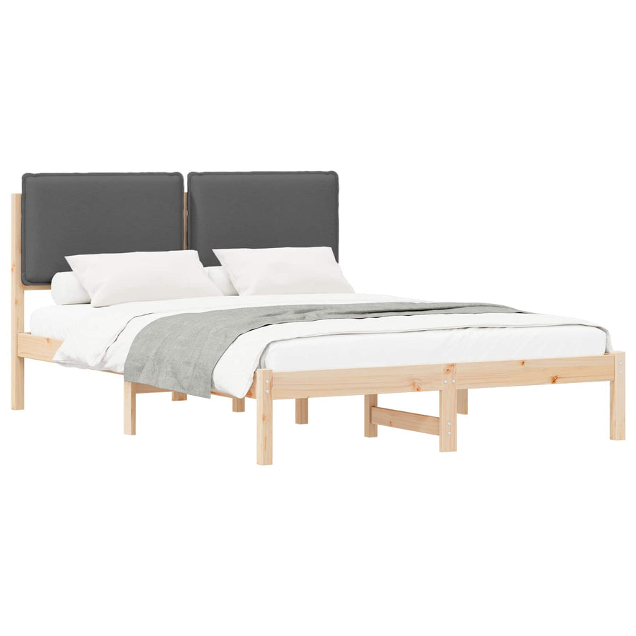 Bedframe met Gevoerd Hoofdgedeelte Donkergrijs 135 x 190 cm