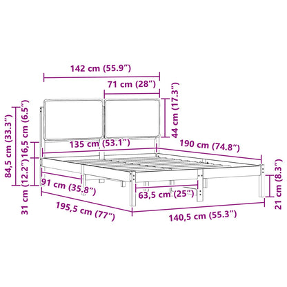 Bedframe met Gevoerd Hoofdgedeelte Zwart 135 x 190 cm