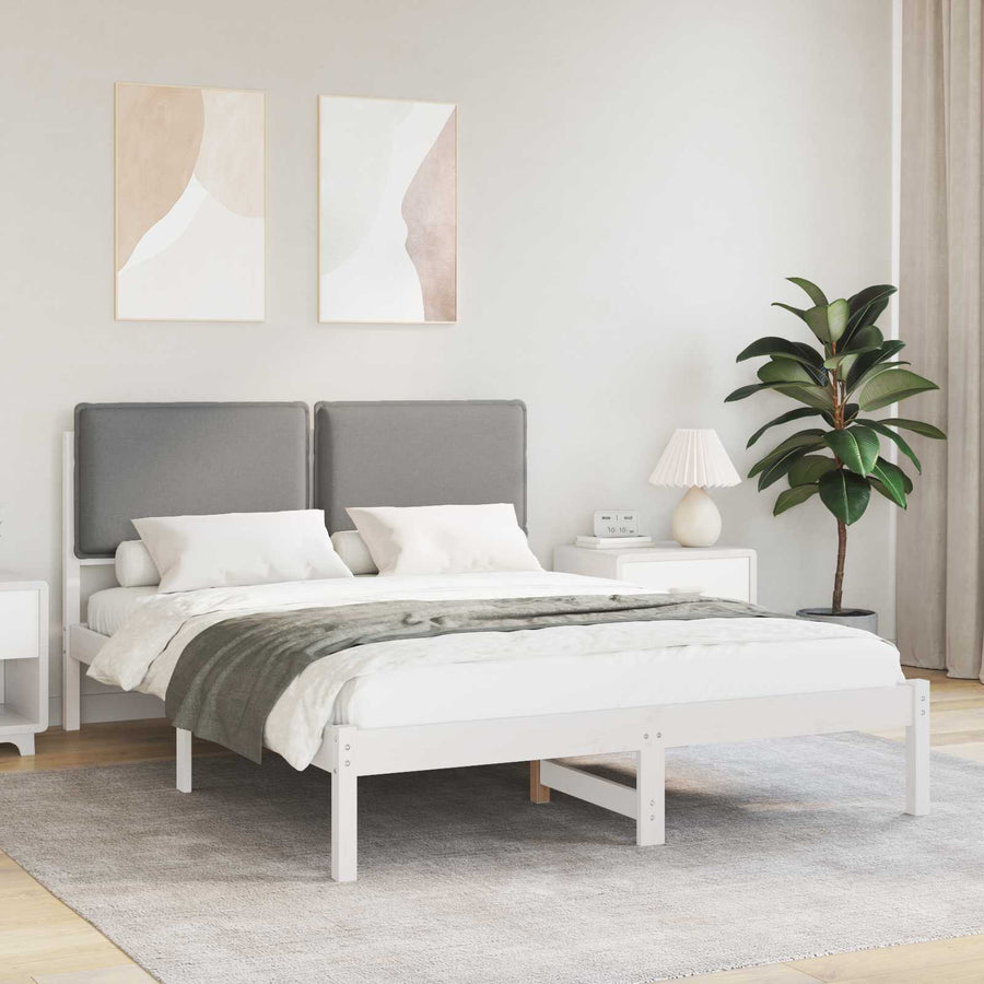 Bedframe met Gevoerd Hoofdgedeelte Lichtgrijs 135 x 190 cm