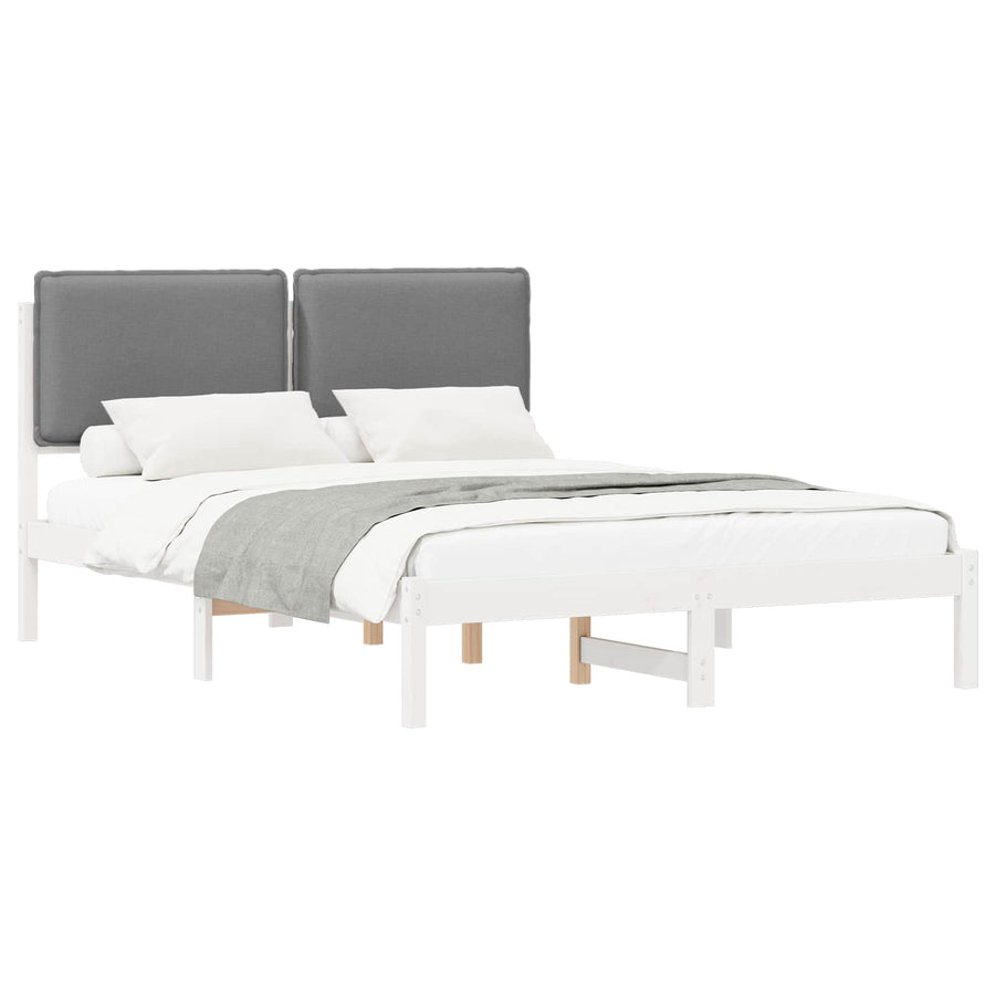 Bedframe met Gevoerd Hoofdgedeelte Lichtgrijs 135 x 190 cm