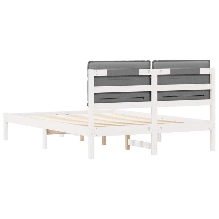 Bedframe met Gevoerd Hoofdgedeelte Lichtgrijs 135 x 190 cm