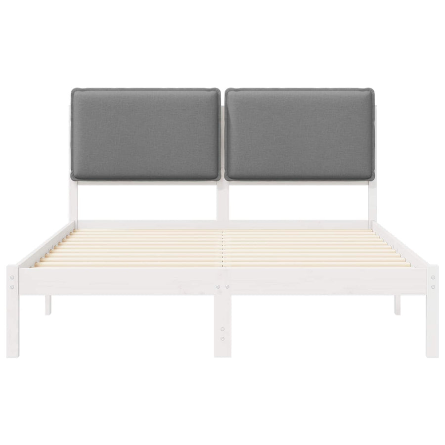 Bedframe met Gevoerd Hoofdgedeelte Lichtgrijs 135 x 190 cm