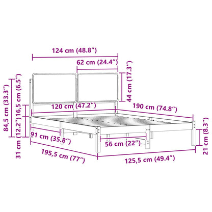 Bedframe met Gevoerd Hoofdgedeelte Lichtgrijs 120 x 190 cm