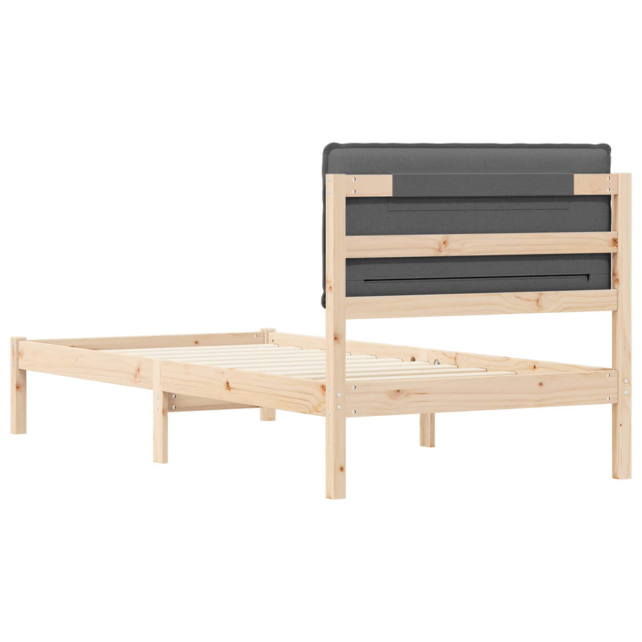 Bedframe met Gevoerd Hoofdgedeelte Donkergrijs 100 x 200 cm