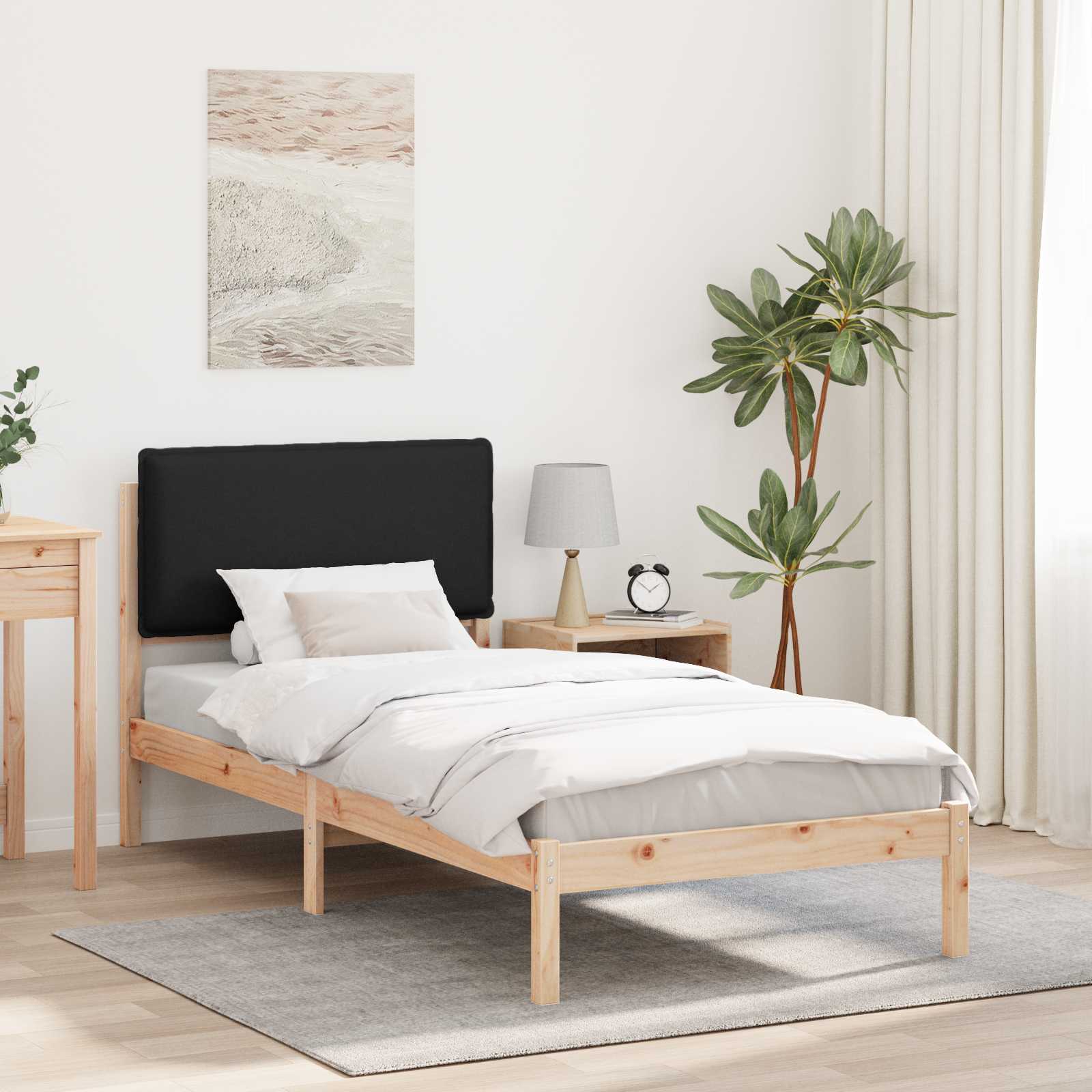 Bedframe met Gevoerd Hoofdgedeelte Zwart 100 x 200 cm