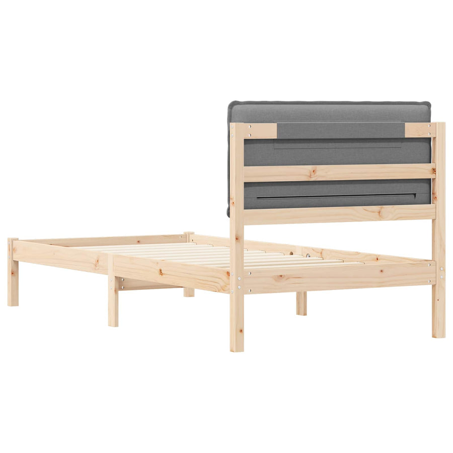 Bedframe met Gevoerd Hoofdgedeelte Lichtgrijs 90 x 200 cm