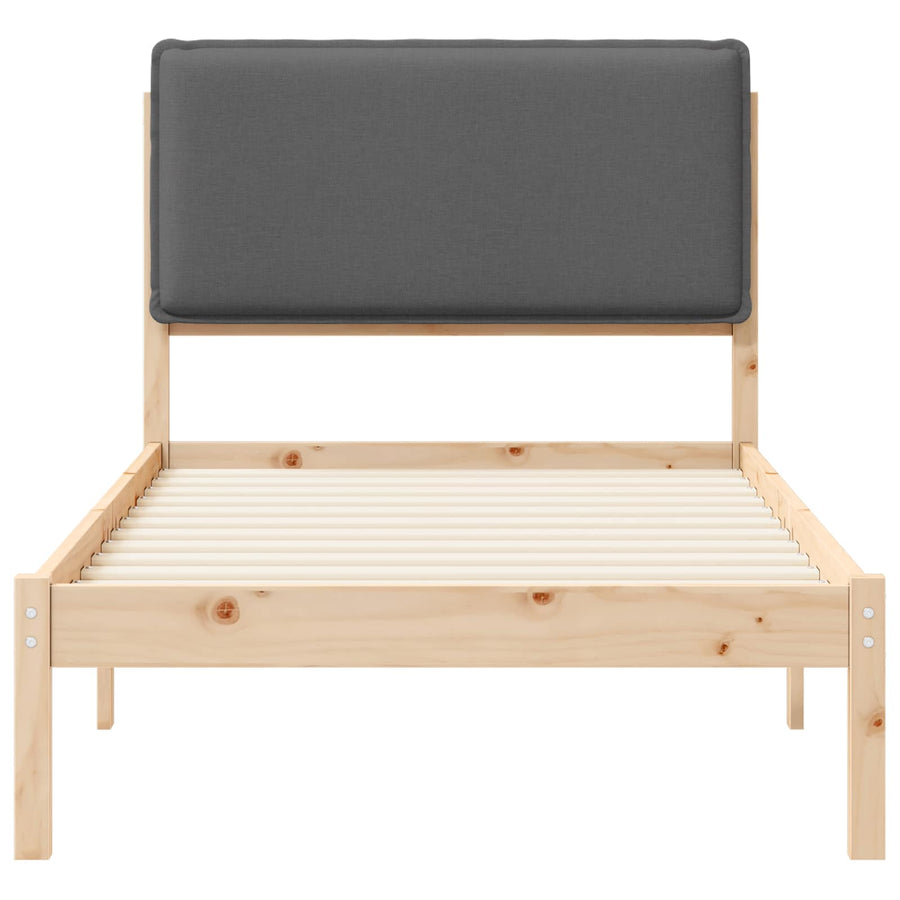 Bedframe met Gevoerd Hoofdgedeelte Donkergrijs 90 x 190 cm