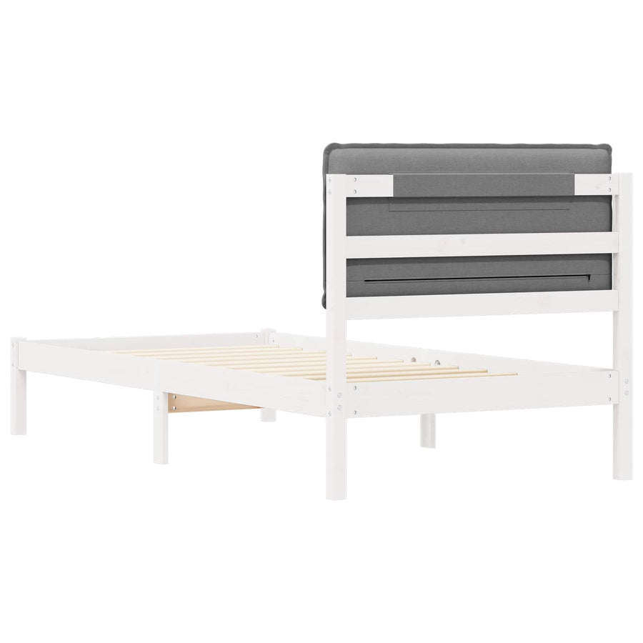 Bedframe met Gevoerd Hoofdgedeelte Lichtgrijs 90 x 190 cm