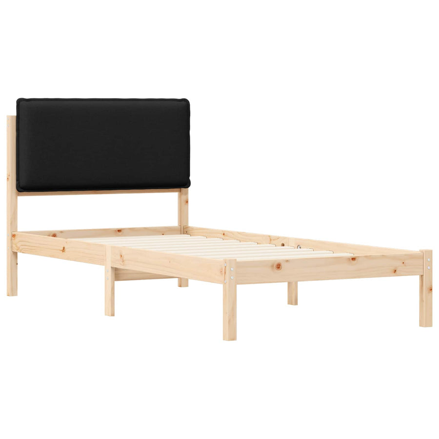 Bedframe met Gevoerd Hoofdgedeelte Zwart 75 x 190 cm