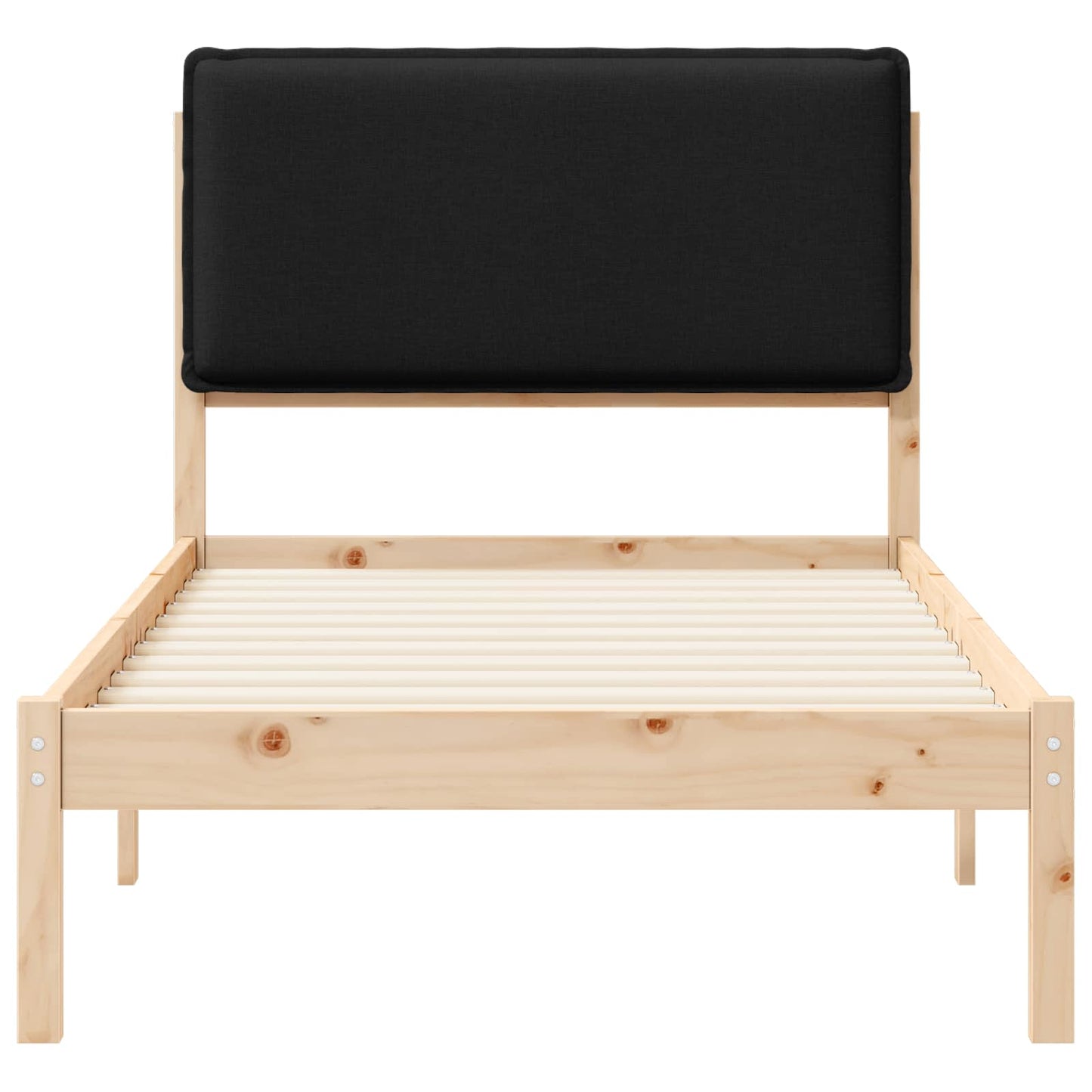 Bedframe met Gevoerd Hoofdgedeelte Zwart 75 x 190 cm