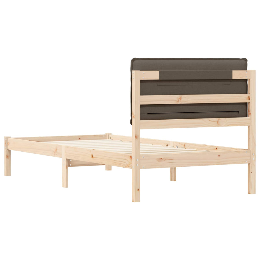 Bedframe met Gevoerd Hoofdgedeelte Taupe 75 x 190 cm