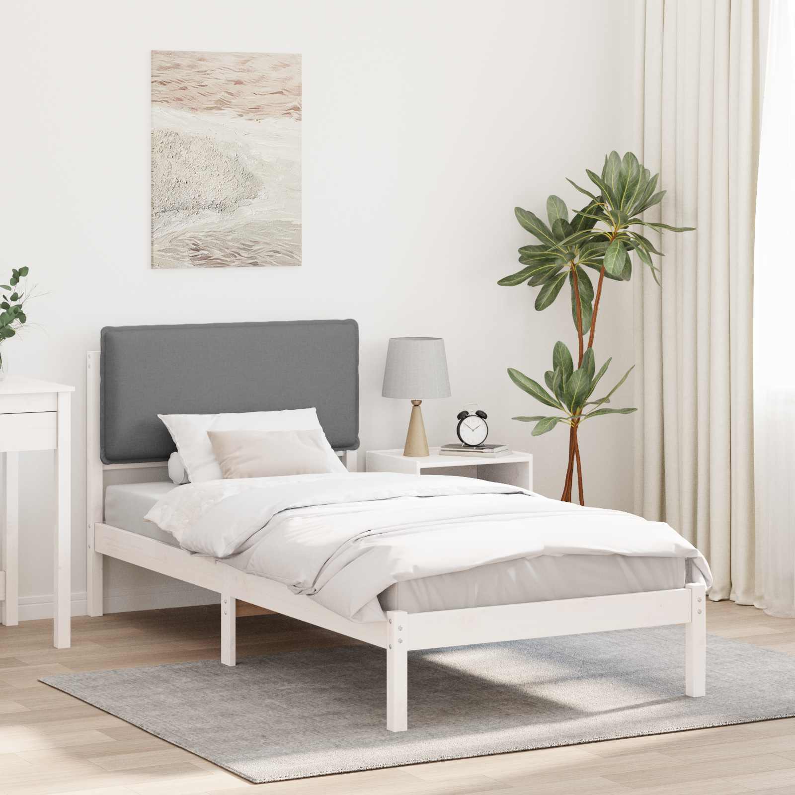 Bedframe met Gevoerd Hoofdgedeelte Lichtgrijs 75 x 190 cm
